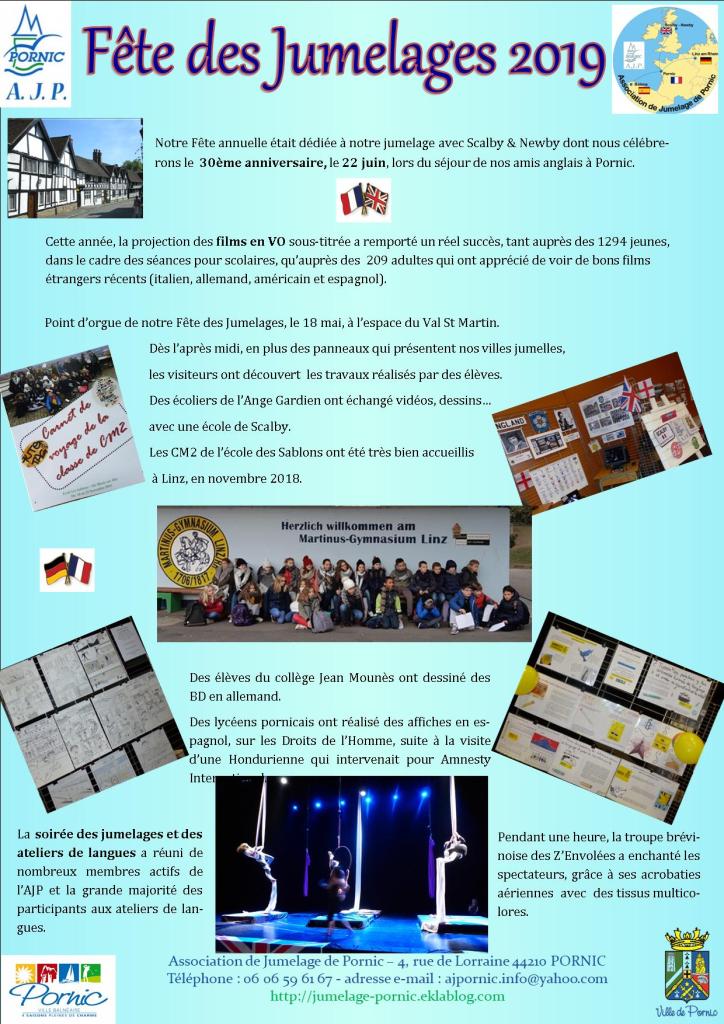 Compte rendu de la fête du jumelage juin 2009.
Nous avons fêtés le 30ème anniversaire du jumelage avec Scalby & Newby.